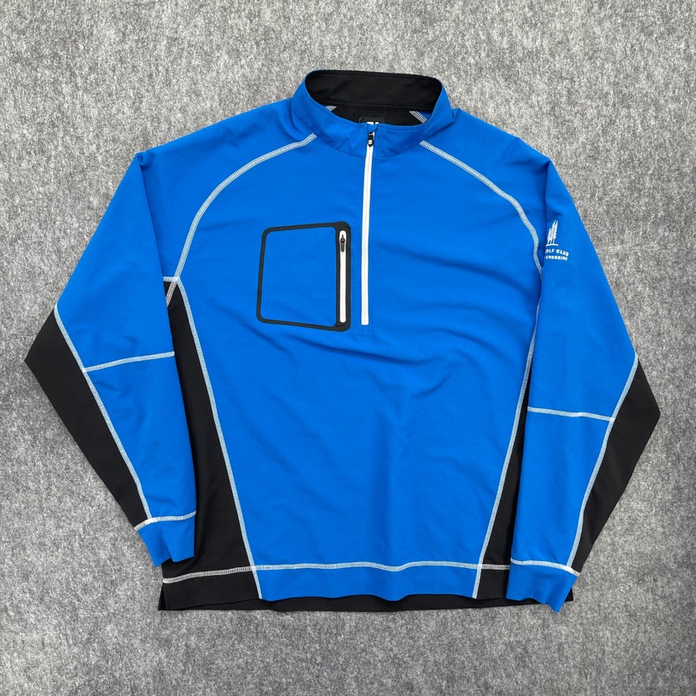 FootJoy FJ Jacket Mens XL Blue Black Quarter Zip Golf Pullover Golf Club